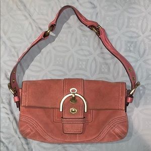 Coral and Gold Coach Purse
